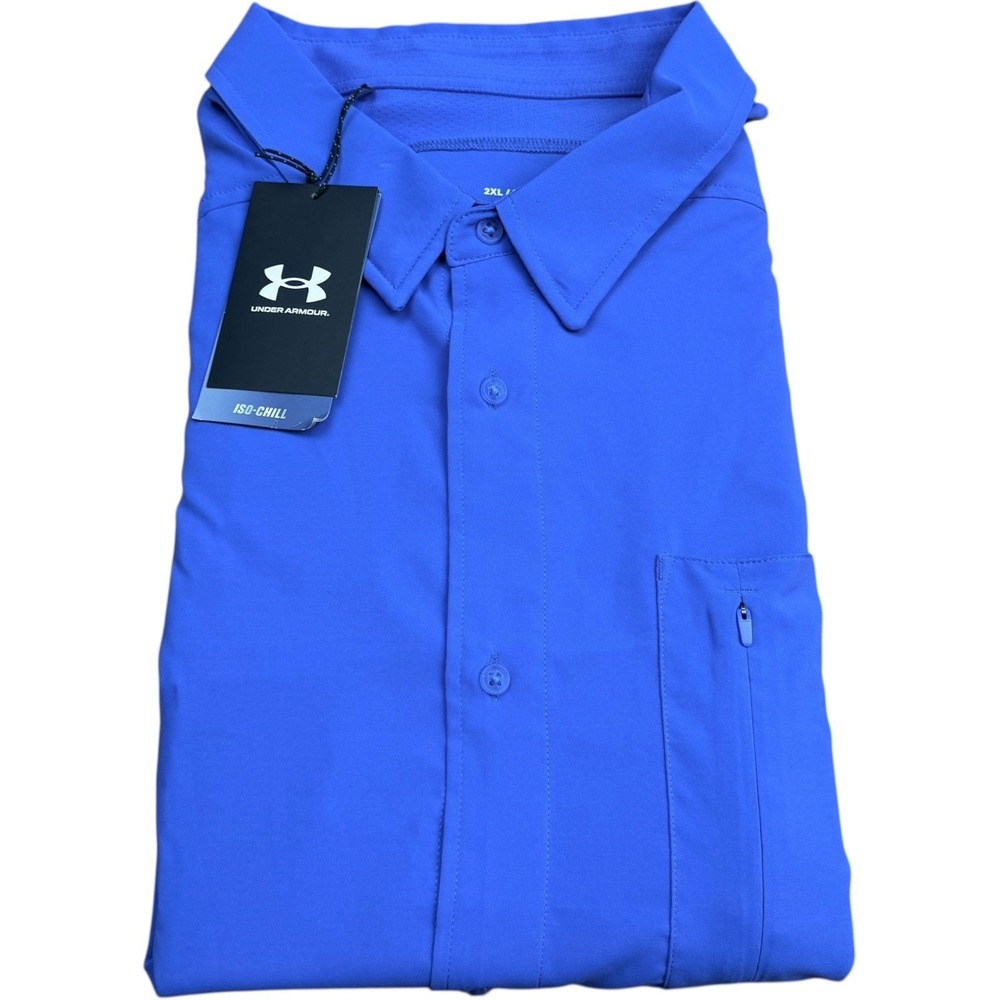 Under Armour Iso-Chill Mens 2XL Blue Short Sleeve Golf Polo Shirt New With Tags